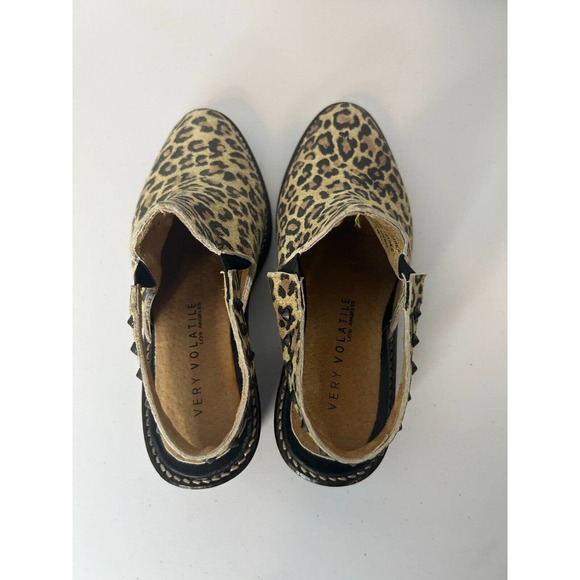 Very Volatile Leopard Bootie Adamo Animal Print Slingback Mule Women's Size 7 - Picture 4 of 8